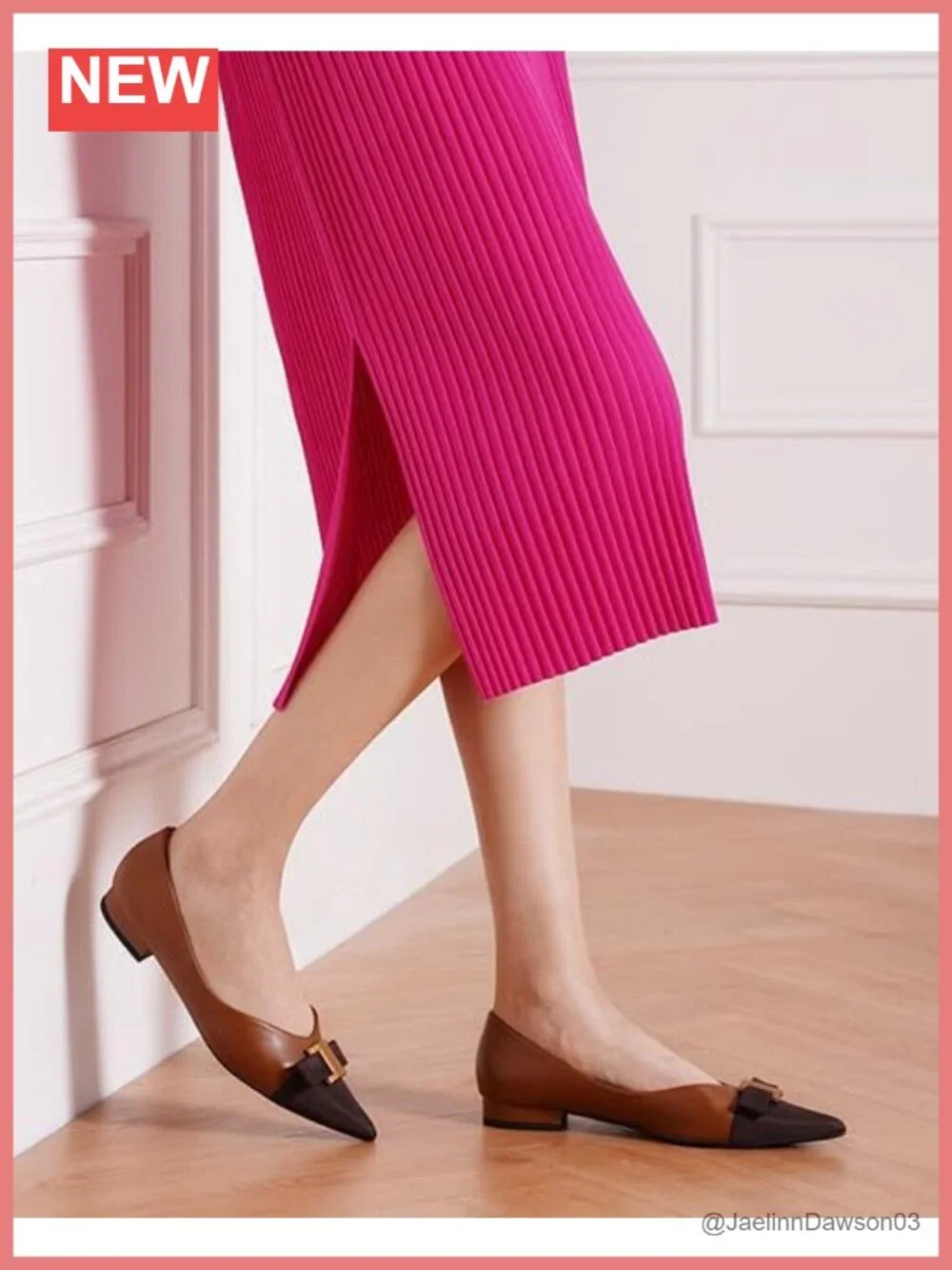 Lambskin Leather Pointed Toe Ballet Flats with Bow Women's Dressy Casual Shoes